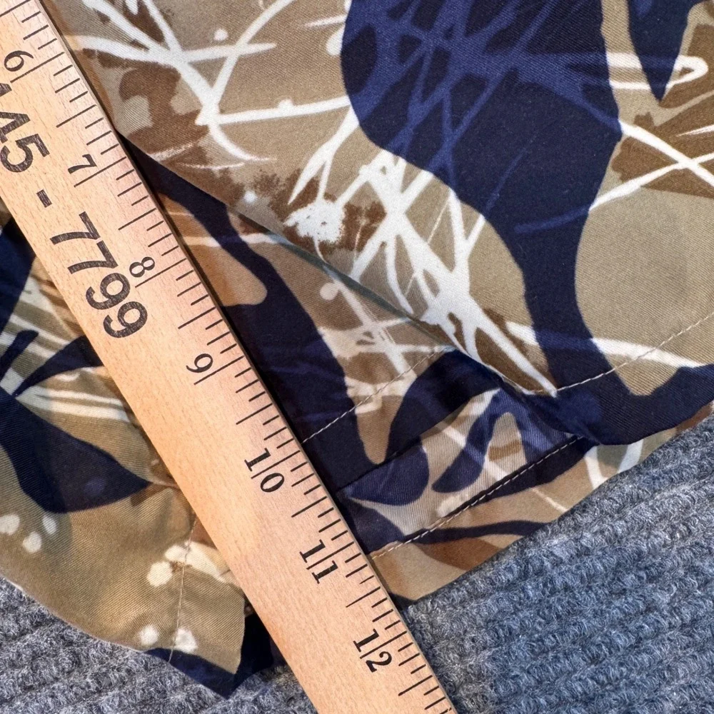 Speedo Mens Swim Trunks Size M Tropical‎ Floral Print Blue Tan Cargo Mesh Lining